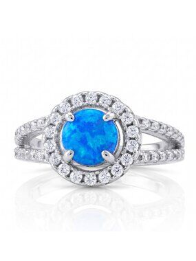 Blue Opal ring, size 7, 925 Sterling Silver Charmed Aroma